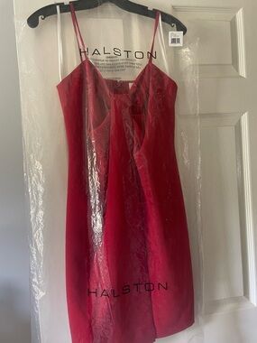 Halston Heritage Red Spaghetti-Strap Mini Dress